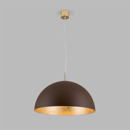 Candeeiro suspenso ELIANO 1xE27/60W/230V diâmetro 50 cm castanho/dourado