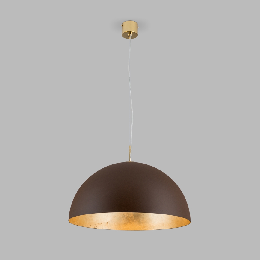 Candeeiro suspenso ELIANO 1xE27/60W/230V diâmetro 50 cm castanho/dourado