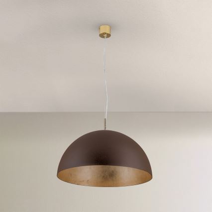 Candeeiro suspenso ELIANO 1xE27/60W/230V diâmetro 50 cm castanho/dourado