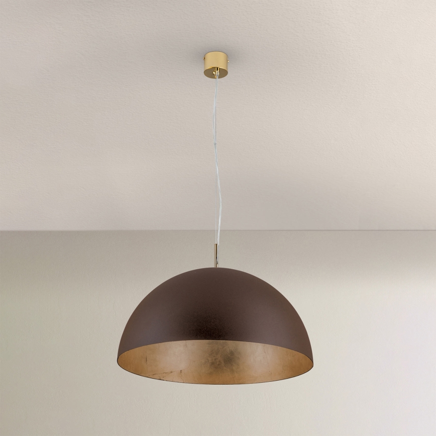 Candeeiro suspenso ELIANO 1xE27/60W/230V diâmetro 50 cm castanho/dourado
