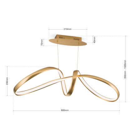 Candeeiro suspenso LED com regulação CIRCUS LED/36W/230V dourado
