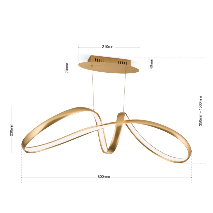 Candeeiro suspenso LED com regulação CIRCUS LED/36W/230V dourado