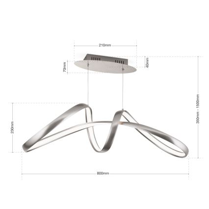 Candeeiro suspenso LED com regulação CIRCUS LED/36W/230V prateado
