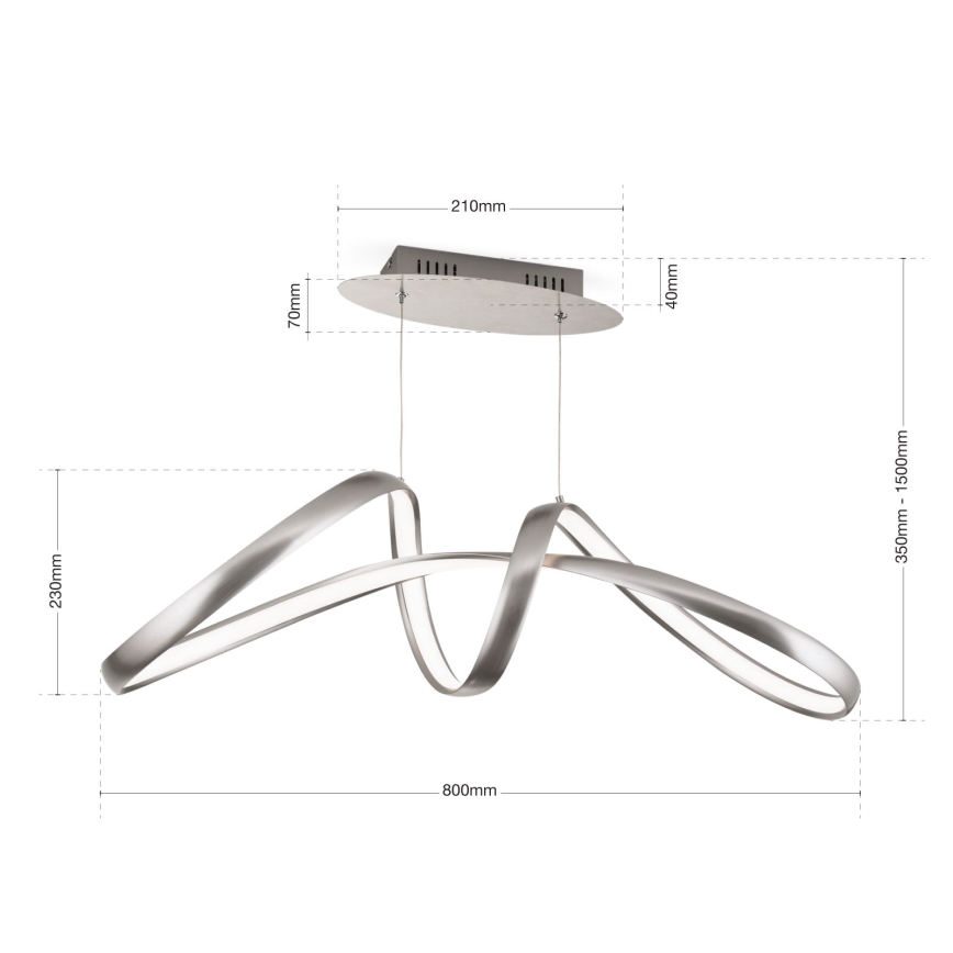 Lustre LED regulável em cabo CIRCUS LED/36W/230V prata