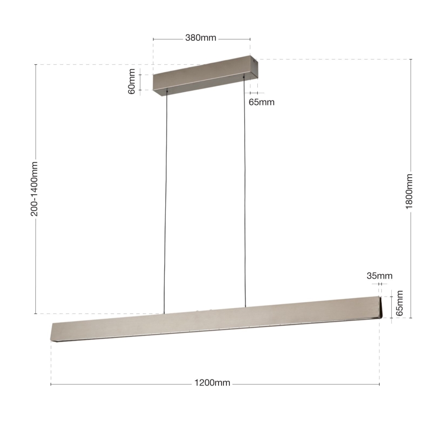 Candeeiro suspenso LED com regulação TARA LED/44W/230V 2700/3800/4500/5700K cromado mate
