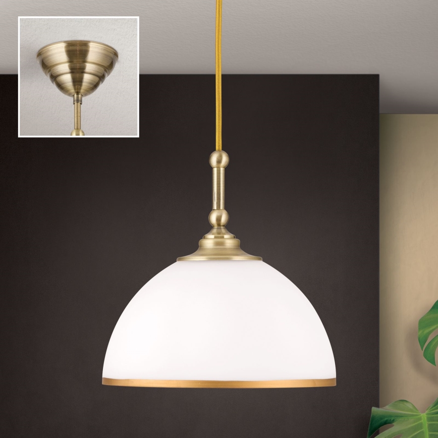 Candeeiro suspenso OLD LAMP 1xE27/40W/230V branco/latão