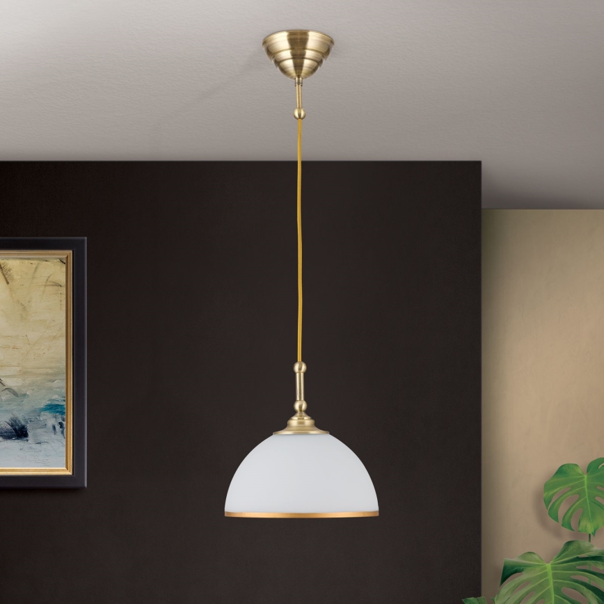 Candeeiro suspenso OLD LAMP 1xE27/40W/230V branco/latão