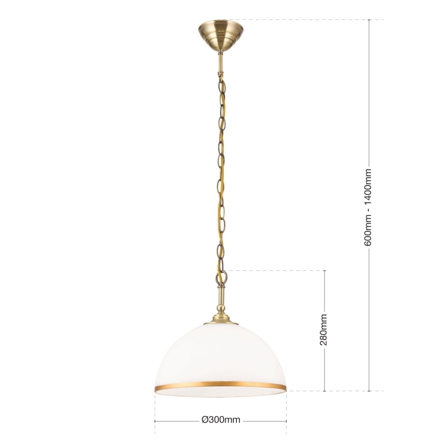 Candeeiro suspenso OLD LAMP 1xE27/40W/230V diâmetro 30 cm branco/latão