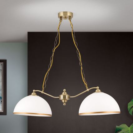 Candeeiro suspenso OLD LAMP 2xE27/40W/230V branco/latão