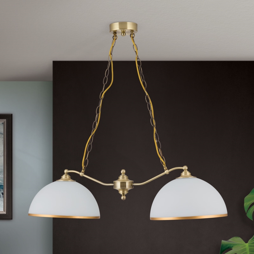Candeeiro suspenso OLD LAMP 2xE27/40W/230V branco/latão