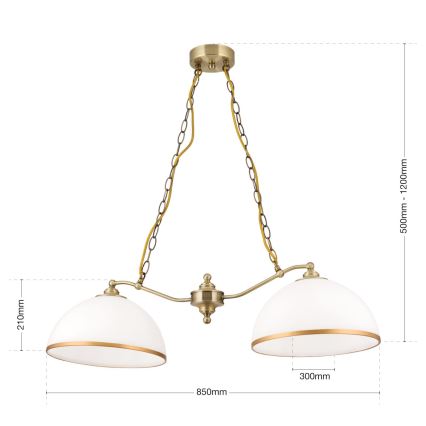 Candeeiro suspenso OLD LAMP 2xE27/40W/230V branco/latão