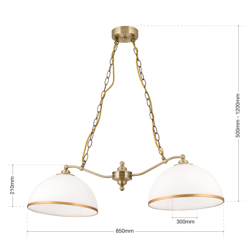 Candeeiro suspenso OLD LAMP 2xE27/40W/230V branco/latão