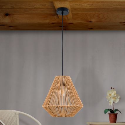 Candeeiro suspenso JUNGLE 1xE27/40W/230V diâmetro 31 cm cânhamo