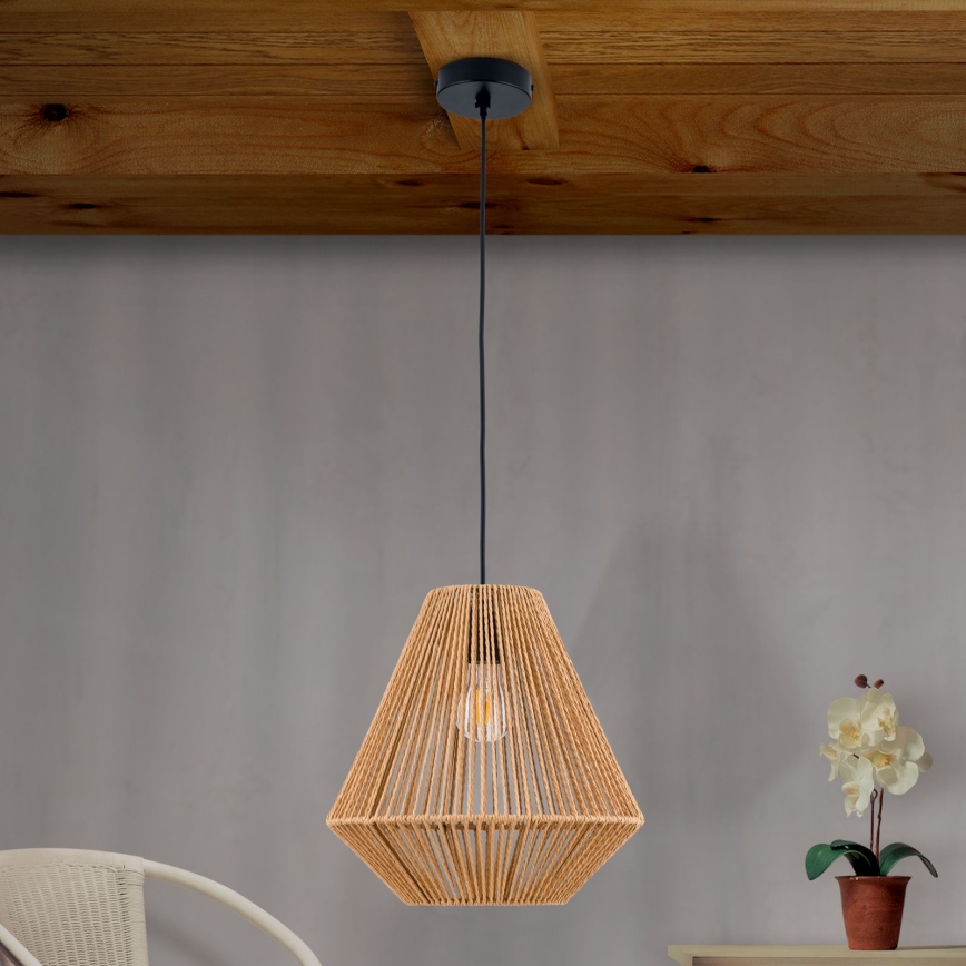 Candeeiro suspenso JUNGLE 1xE27/40W/230V diâmetro 31 cm cânhamo
