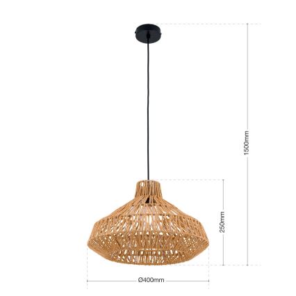 Candeeiro suspenso BASKET 1xE27/40W/230V diâmetro 40 cm cânhamo