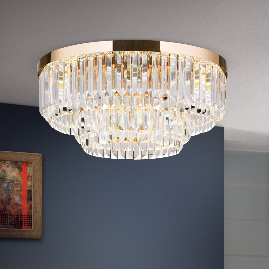 LED Iluminação de teto de cristal com regulação PRISM LED/80W/230V diâmetro 55 cm 24K dourado