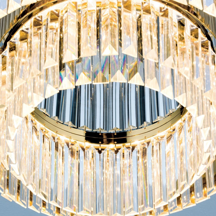 LED Iluminação de teto de cristal com regulação PRISM LED/80W/230V diâmetro 55 cm 24K dourado