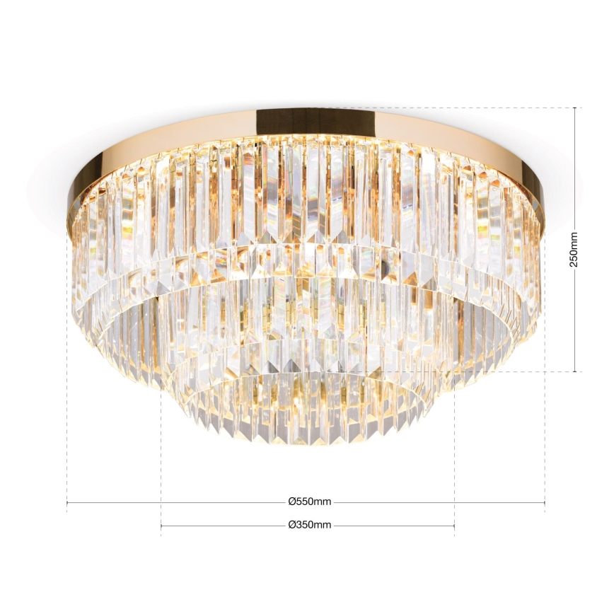 LED Iluminação de teto de cristal com regulação PRISM LED/80W/230V diâmetro 55 cm 24K dourado