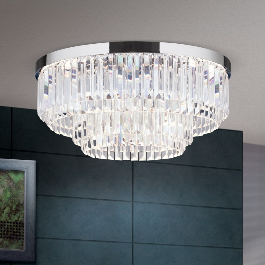 LED Iluminação de teto de cristal com regulação PRISM LED/80W/230V diâmetro 55 cm cromado brilhante