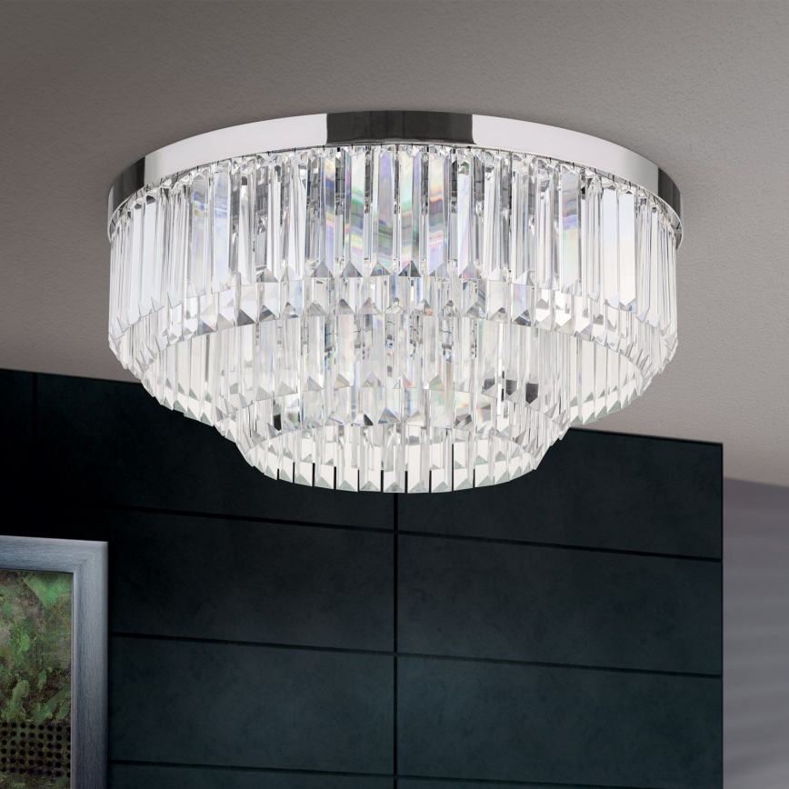 LED Iluminação de teto de cristal com regulação PRISM LED/80W/230V diâmetro 55 cm cromado brilhante