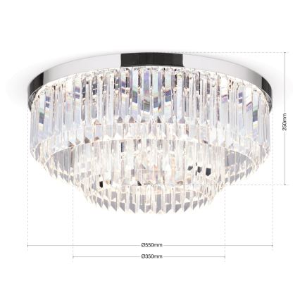LED Iluminação de teto de cristal com regulação PRISM LED/80W/230V diâmetro 55 cm cromado brilhante