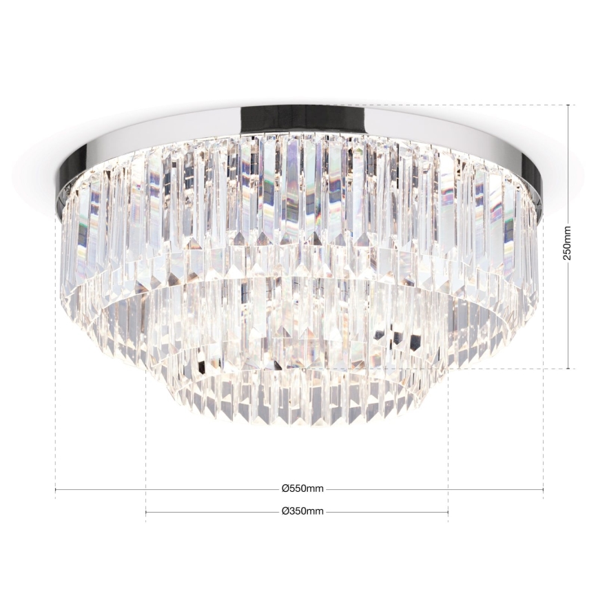 LED Iluminação de teto de cristal com regulação PRISM LED/80W/230V diâmetro 55 cm cromado brilhante