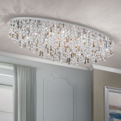 Iluminação de teto de cristal CRYSTALRIVER 21xG9/40W/230V cromado brilhante