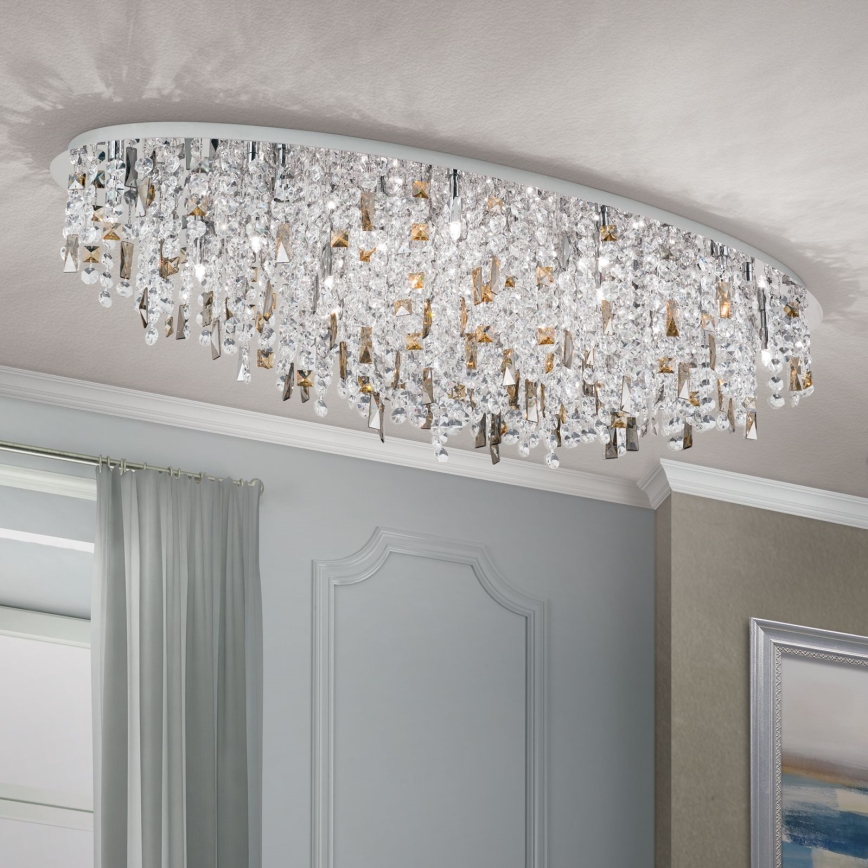 Iluminação de teto de cristal CRYSTALRIVER 21xG9/40W/230V cromado brilhante