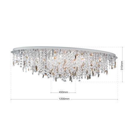 Iluminação de teto de cristal CRYSTALRIVER 21xG9/40W/230V cromado brilhante