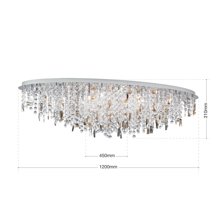Iluminação de teto de cristal CRYSTALRIVER 21xG9/40W/230V cromado brilhante
