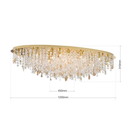 Iluminação de teto de cristal CRYSTALRIVER 21xG9/40W/230V dourado