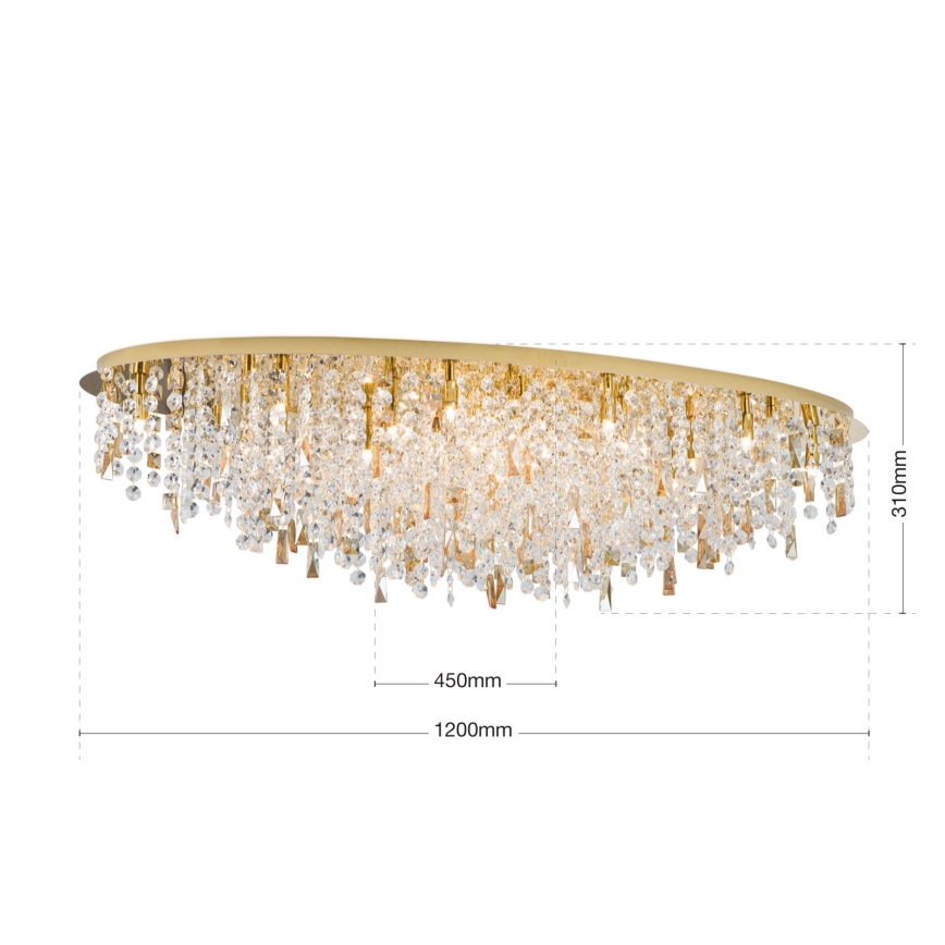 Iluminação de teto de cristal CRYSTALRIVER 21xG9/40W/230V dourado