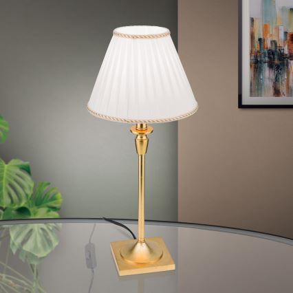 Candeeiro de mesa FONSA 1xE27/60W/230V 61 cm branco/dourado