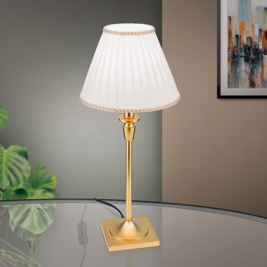 Candeeiro de mesa FONSA 1xE27/60W/230V 61 cm branco/dourado