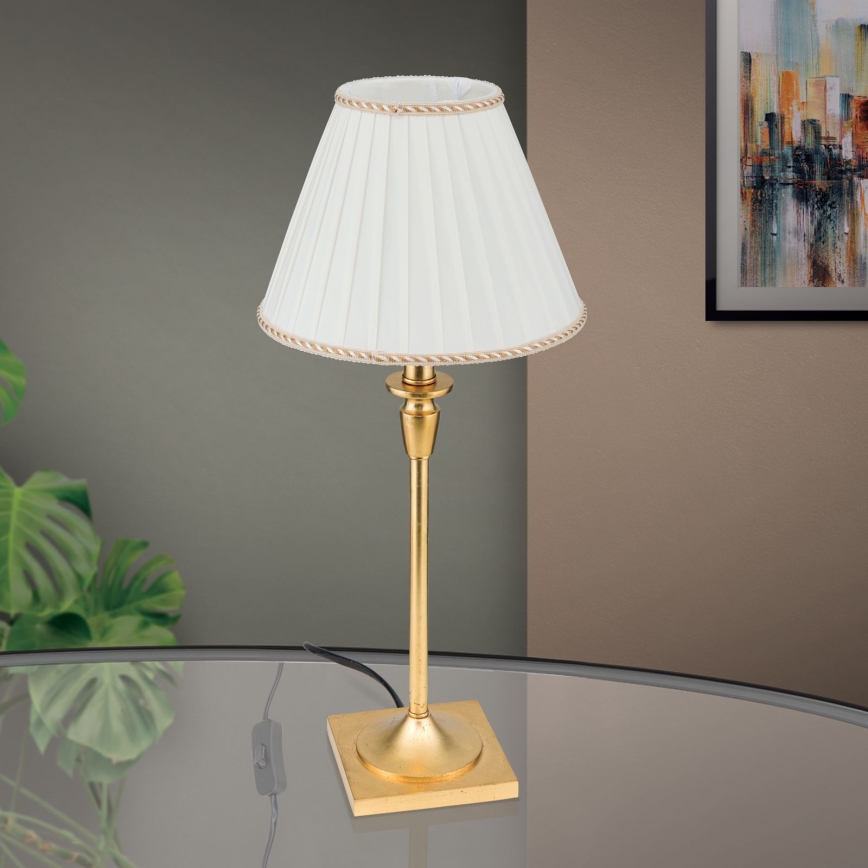 Candeeiro de mesa FONSA 1xE27/60W/230V 61 cm branco/dourado
