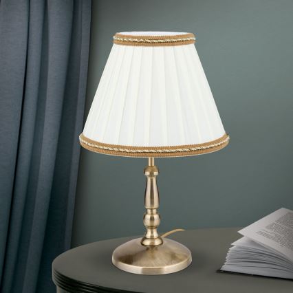 Candeeiro de mesa TONIA 1xE27/60W/230V diâmetro 25 cm branco/bronze
