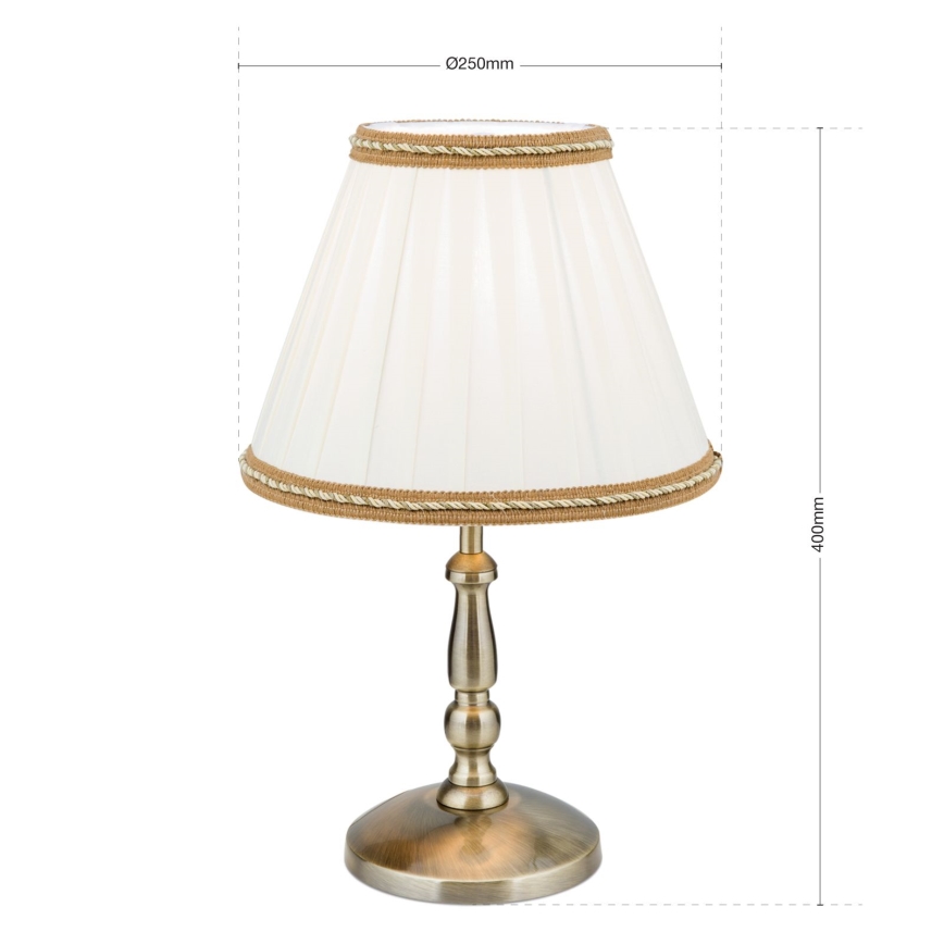 Candeeiro de mesa TONIA 1xE27/60W/230V diâmetro 25 cm branco/bronze