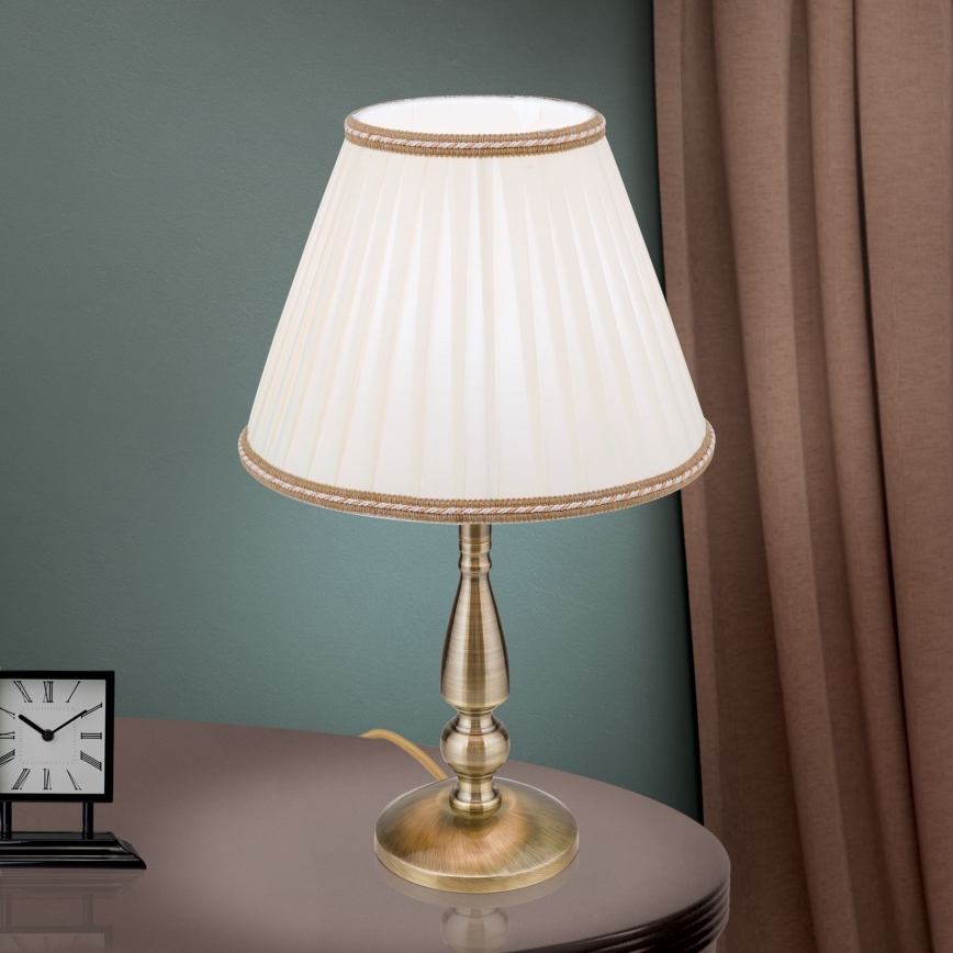 Candeeiro de mesa TONIA 1xE27/60W/230V diâmetro 30 cm branco/bronze
