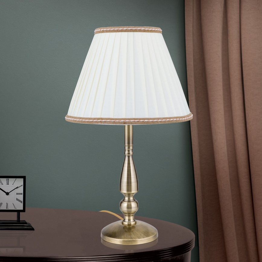 Candeeiro de mesa TONIA 1xE27/60W/230V diâmetro 30 cm branco/bronze