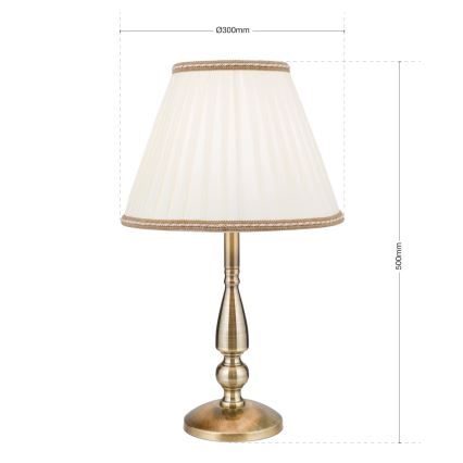 Candeeiro de mesa TONIA 1xE27/60W/230V diâmetro 30 cm branco/bronze