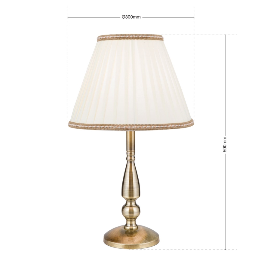 Candeeiro de mesa TONIA 1xE27/60W/230V diâmetro 30 cm branco/bronze