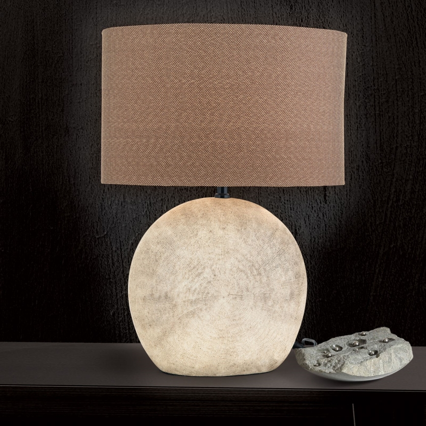 Candeeiro de mesa ETHNO 1xE27/60W/230V cerâmica castanho/bege