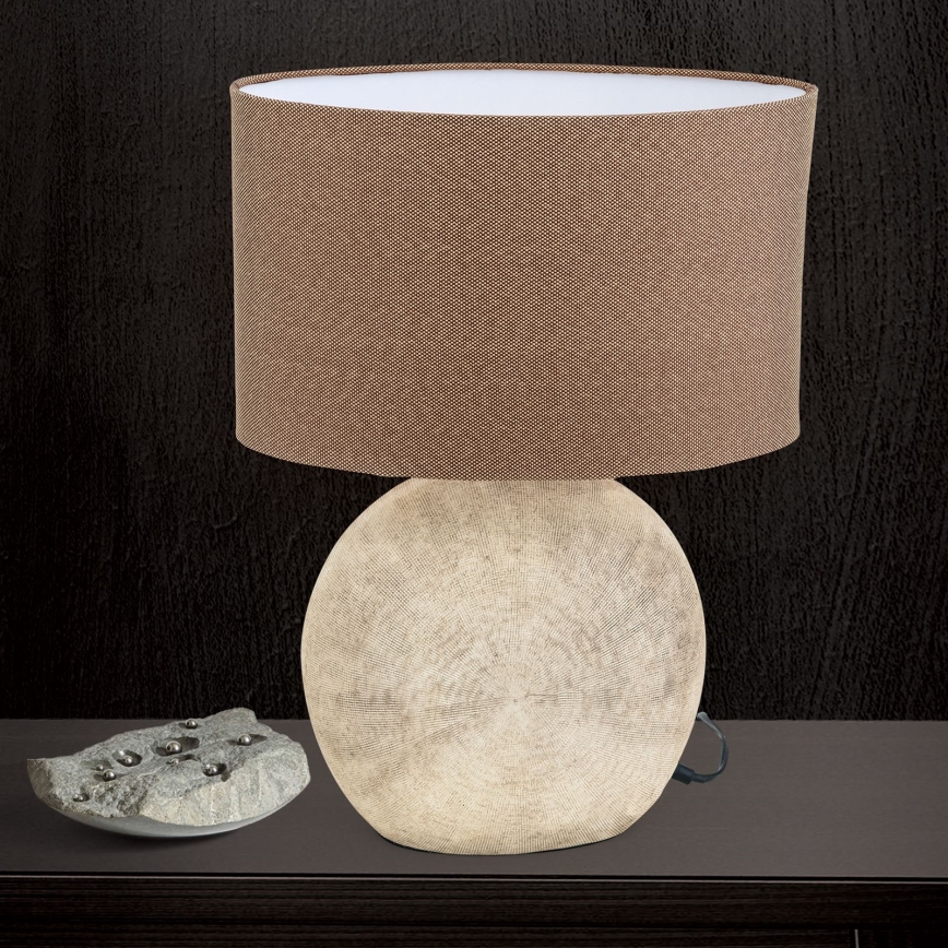 Candeeiro de mesa ETHNO 1xE27/60W/230V cerâmica castanho/bege