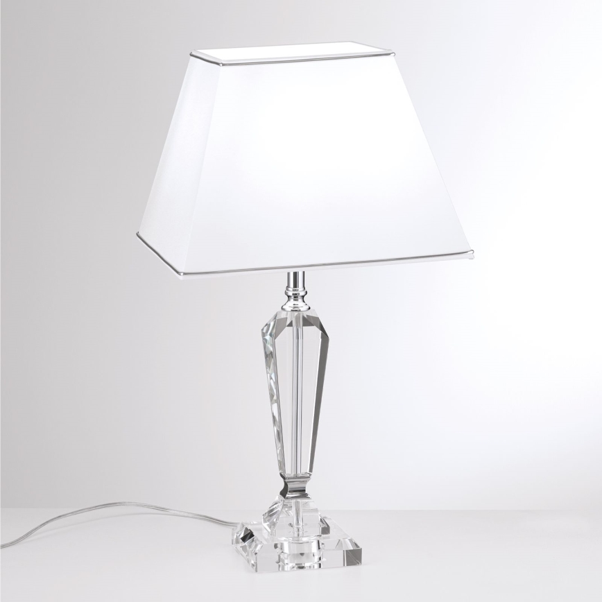 Candeeiro de mesa em cristal VERONIQUE 1xE27/60W/230V branco/cromado