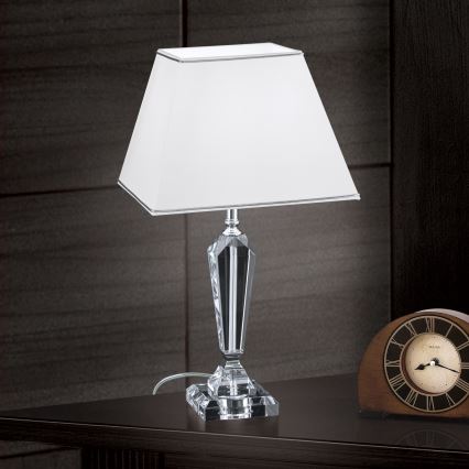 Candeeiro de mesa em cristal VERONIQUE 1xE27/60W/230V branco/cromado