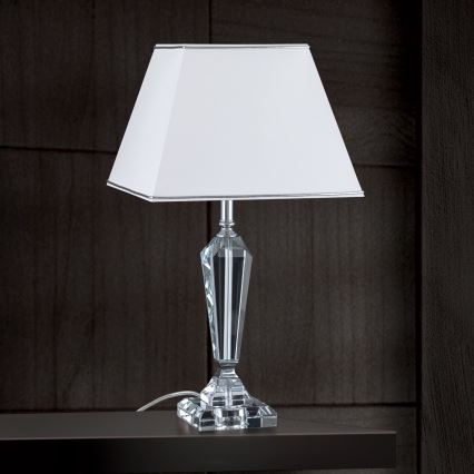 Candeeiro de mesa em cristal VERONIQUE 1xE27/60W/230V branco/cromado