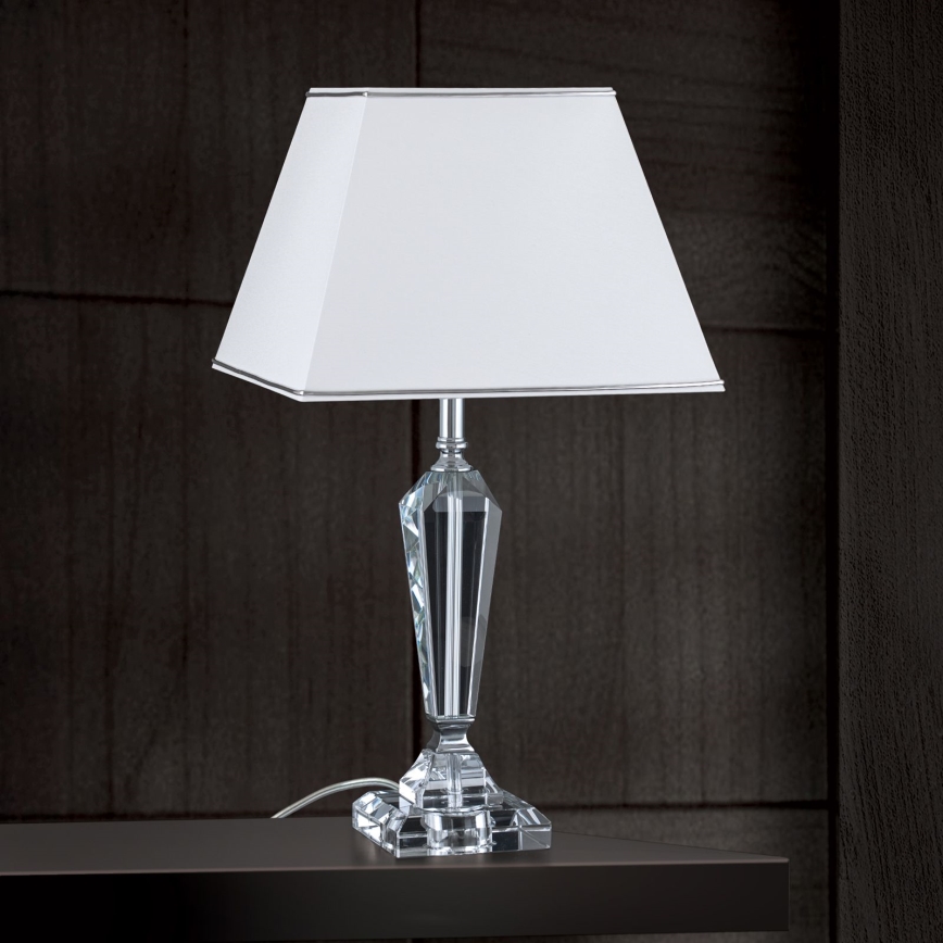 Candeeiro de mesa em cristal VERONIQUE 1xE27/60W/230V branco/cromado