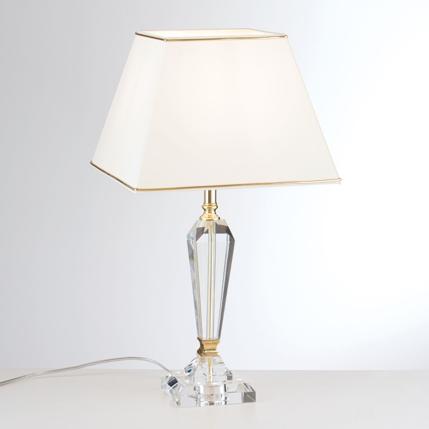 Candeeiro de mesa em cristal VERONIQUE 1xE27/60W/230V creme/dourado