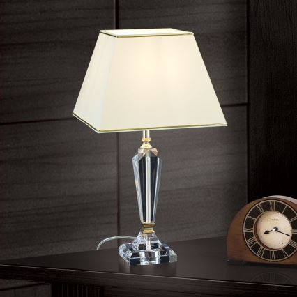 Candeeiro de mesa em cristal VERONIQUE 1xE27/60W/230V creme/dourado
