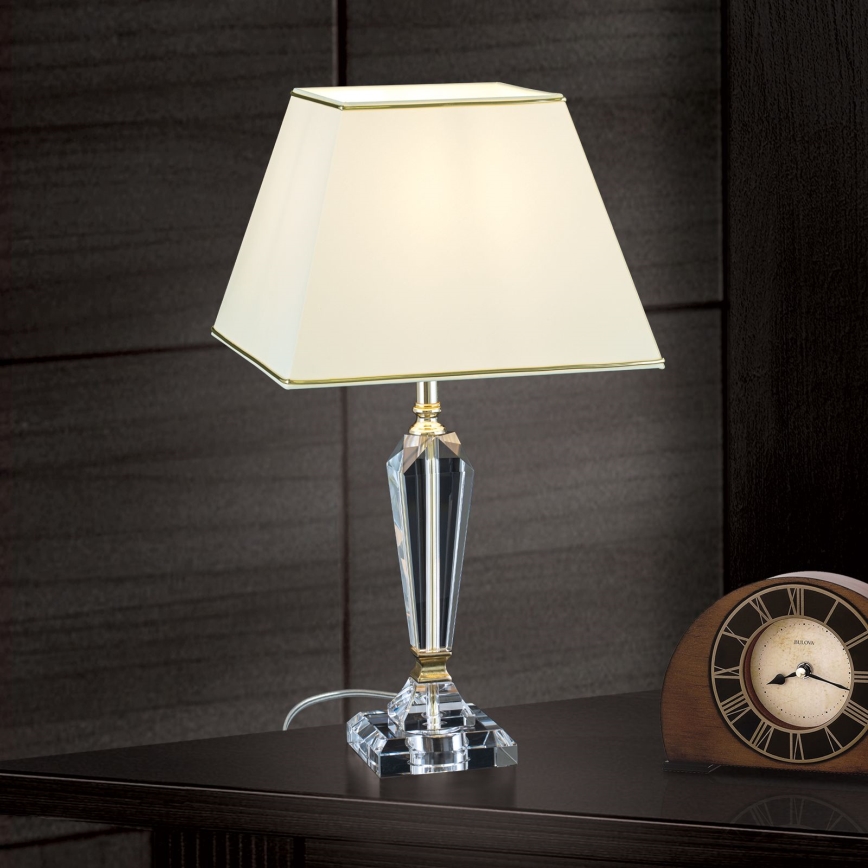 Candeeiro de mesa em cristal VERONIQUE 1xE27/60W/230V creme/dourado